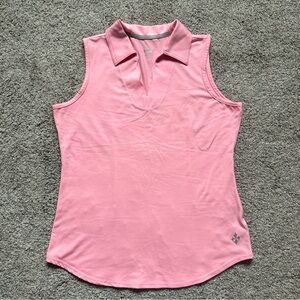 NWT JoFit Pink Sleeveless Scalloped Collar Tank Top Golf Tennis Shirt Top Sz Med